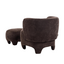 Sessel mit Hocker Emma Samt braun