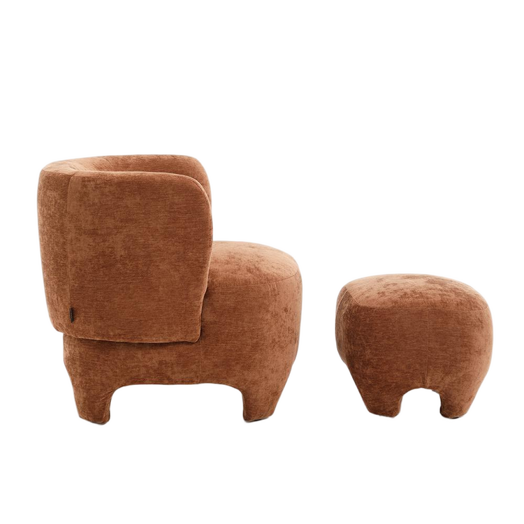 Sessel mit Hocker Emma Samt ocker