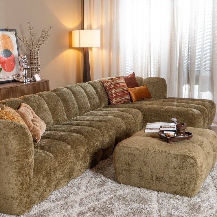 Ecksofa Luca XL Chenille olivgrün rechts