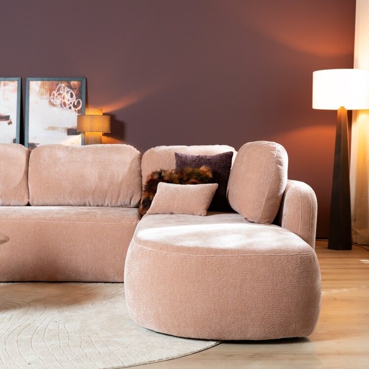 Ecksofa Vienna Chenille rosa rechts