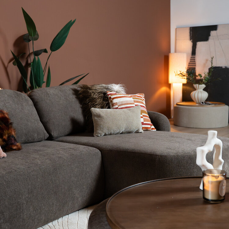 U-Sofa Vienna 6-Sitzer Chenille braun
