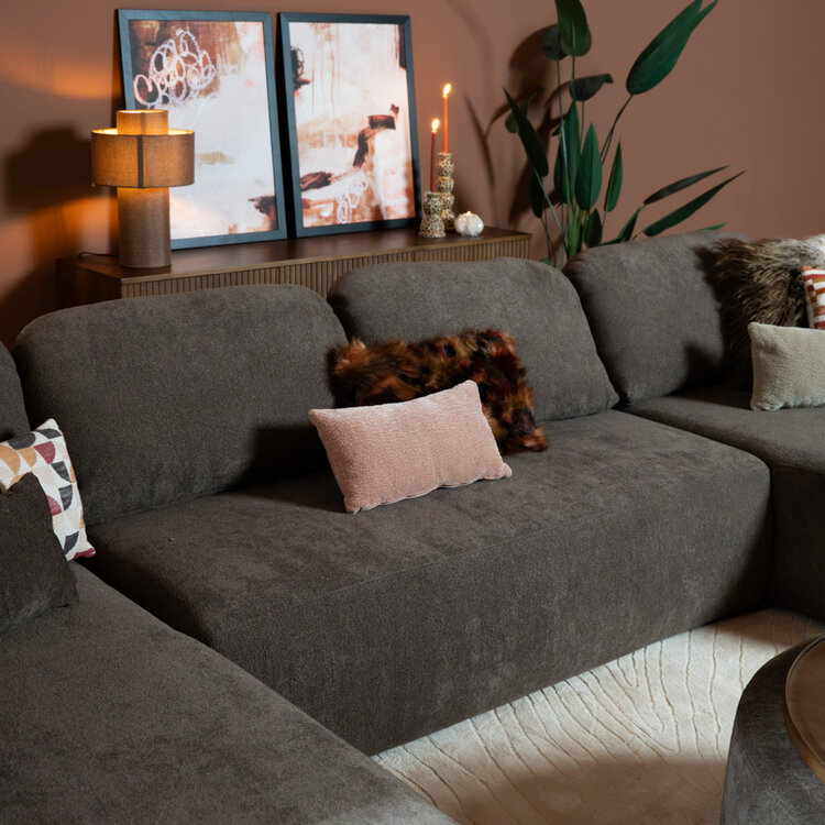 U-Sofa Vienna 6-Sitzer Chenille braun