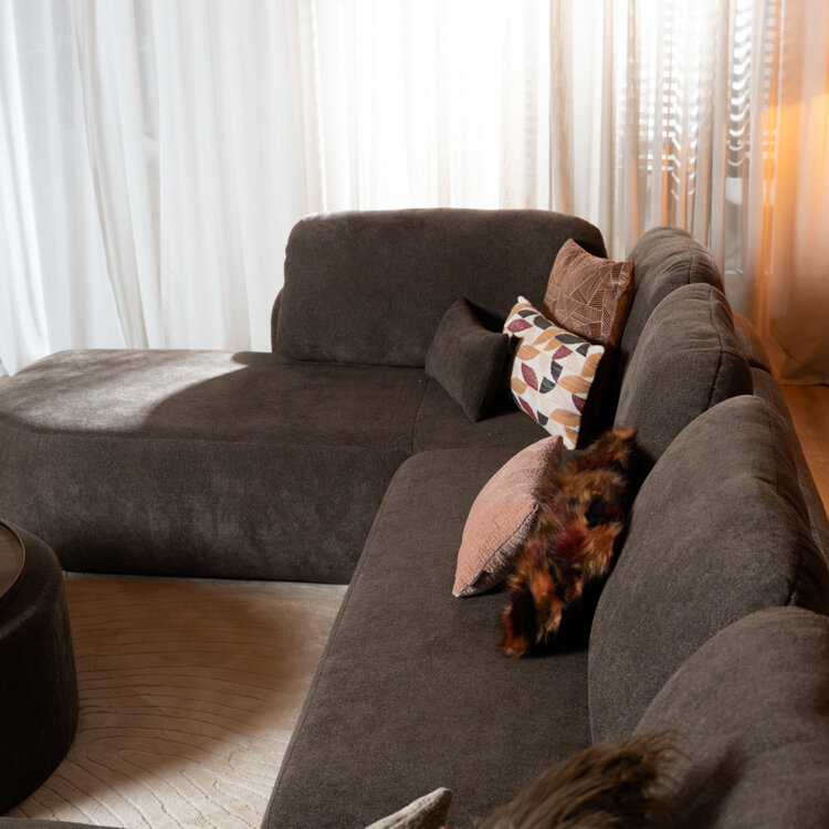 U-Sofa Vienna 6-Sitzer Chenille braun