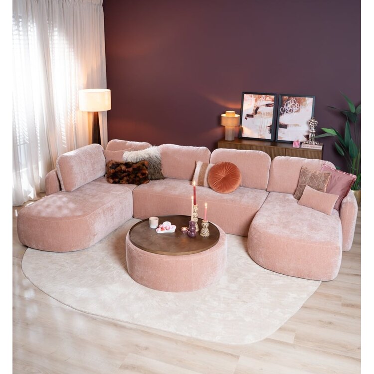 U-Sofa Vienna 6-Sitzer Chenille Rosa