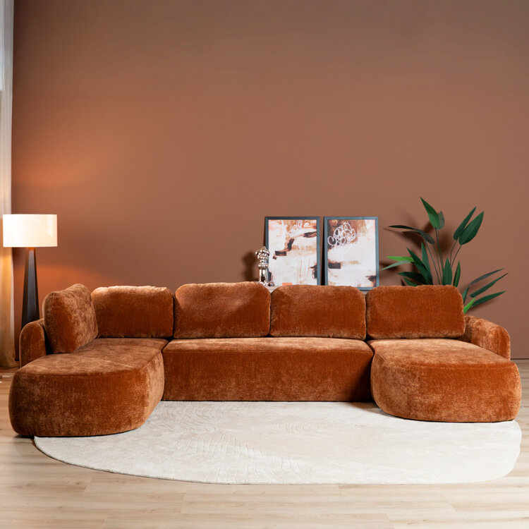 U-Sofa Vienna 6-Sitzer Chenille terrakotta