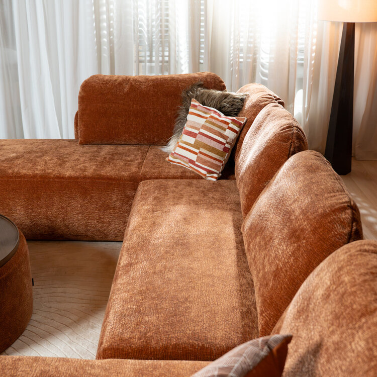 U-Sofa Vienna 6-Sitzer Chenille terrakotta