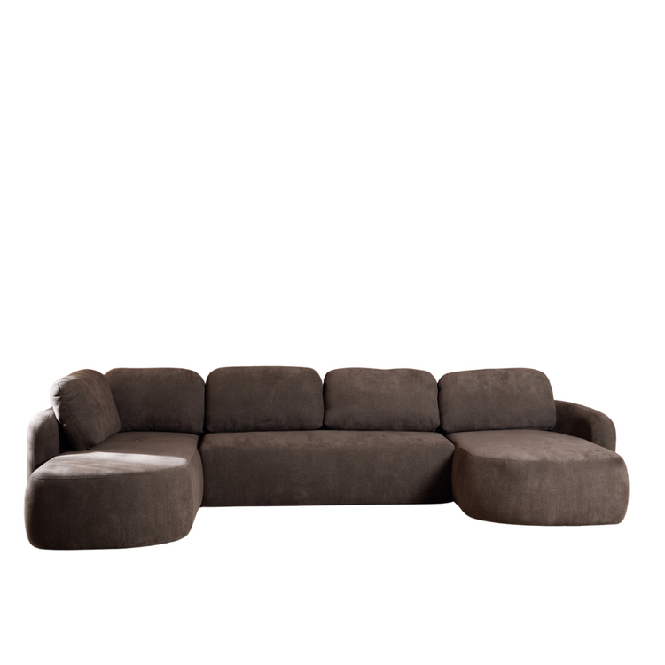 U-Sofa Vienna 6-Sitzer Chenille braun