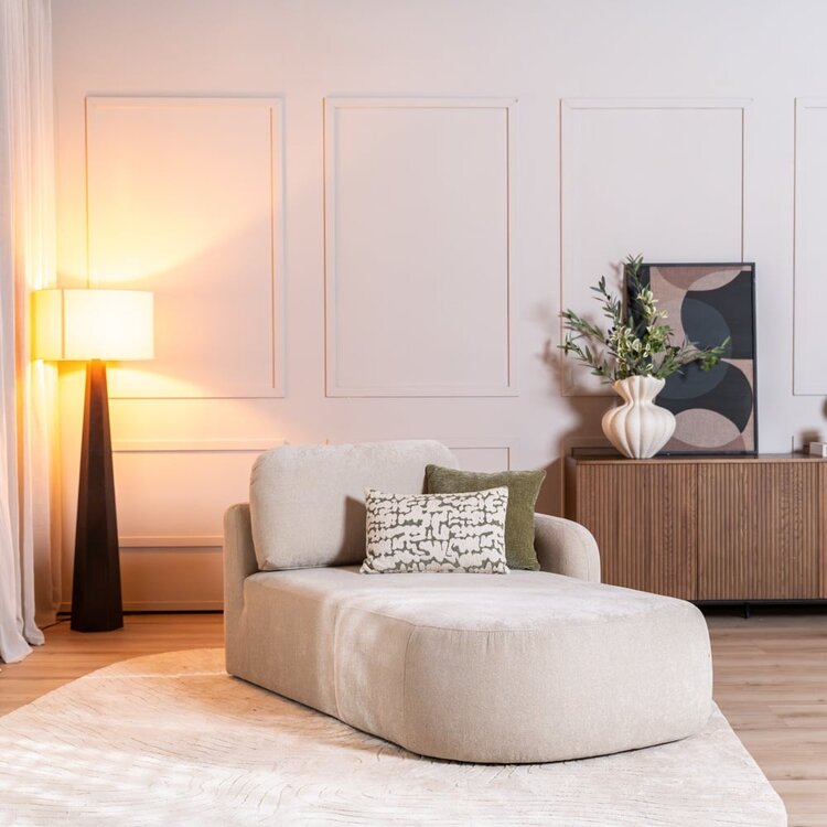 Chaiselongue Vienna Chenille beige rechts