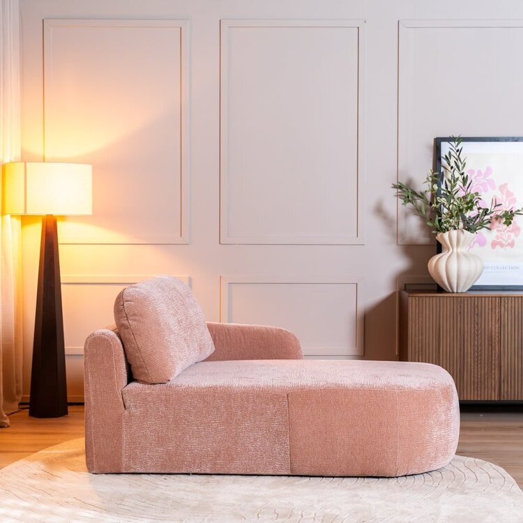 Chaiselongue Vienna Chenille Rosa rechts