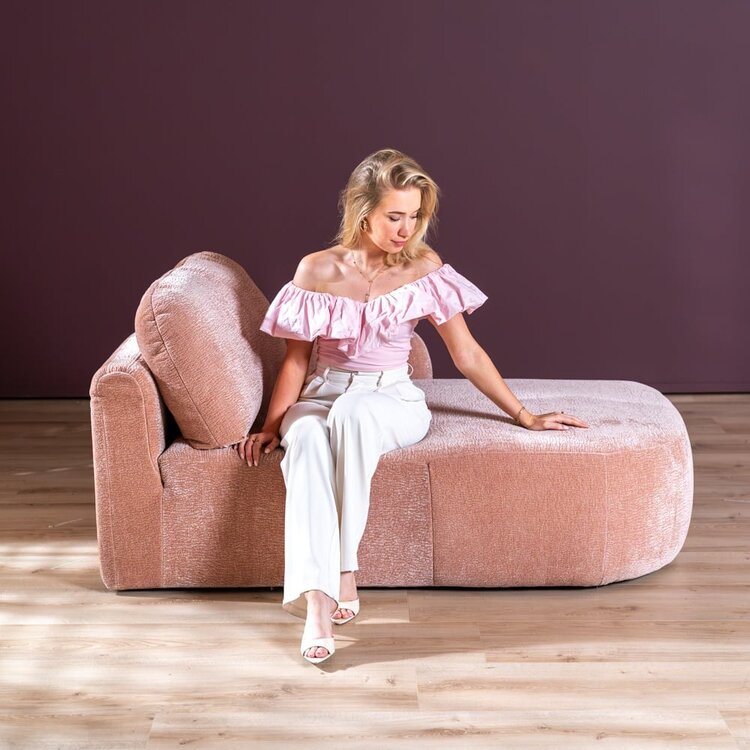 Chaiselongue Vienna Chenille Rosa rechts