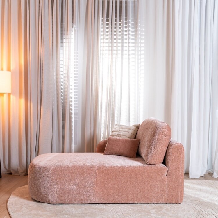 Chaiselongue Vienna Chenille Rosa links