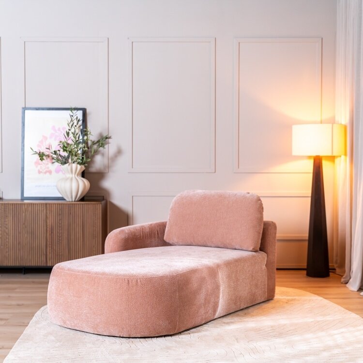 Chaiselongue Vienna Chenille Rosa links