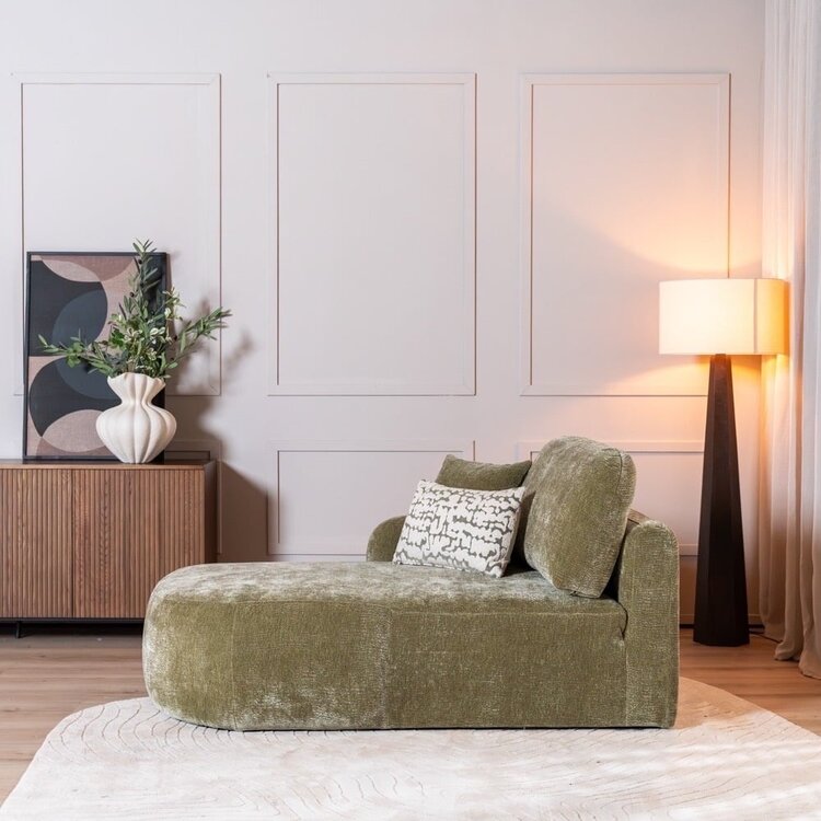 Chaiselongue Vienna Chenille Grün links