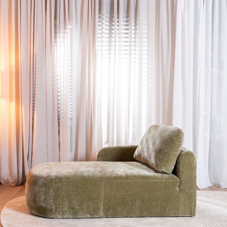 Chaiselongue Vienna Chenille Grün links
