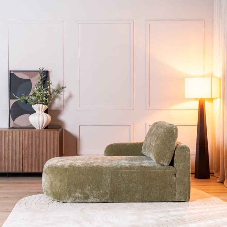Chaiselongue Vienna Chenille Grün links
