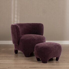 Sessel mit Hocker Emma Samt lila