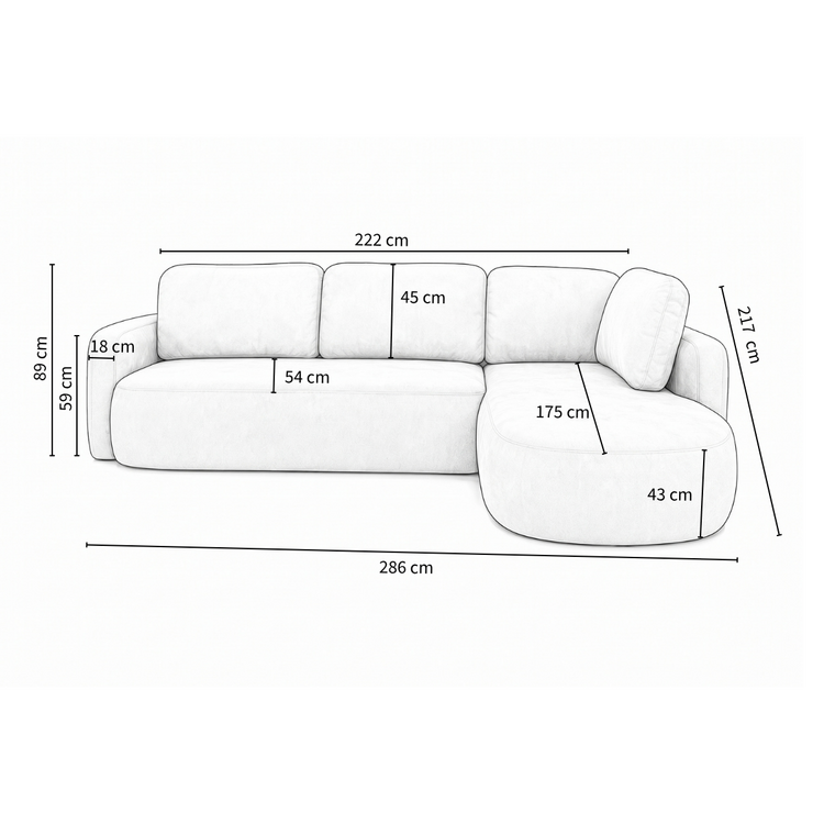 Ecksofa Vienna Chenille rosa rechts