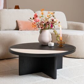 Couchtisch Maeva rund Ø80 cm in schwarzer Eiche