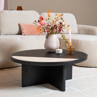 Couchtisch Maeva rund Ø80 cm in schwarzer Eiche
