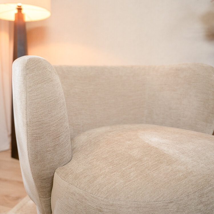 Sessel mit Hocker Emma Samt beige