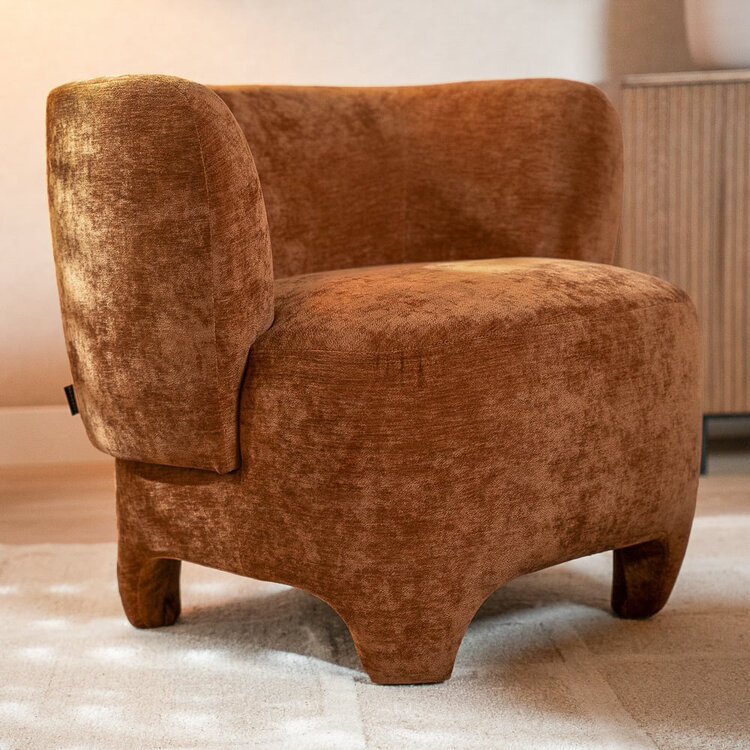 Sessel mit Hocker Emma Samt ocker