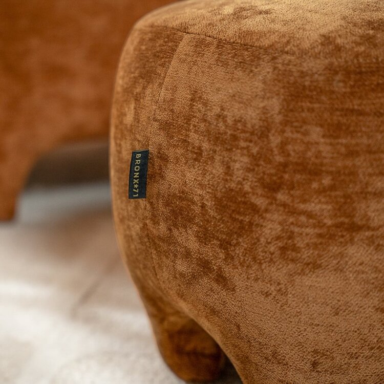 Sessel mit Hocker Emma Samt ocker