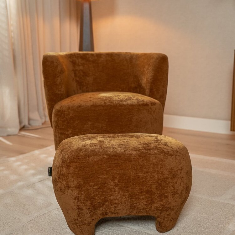 Sessel mit Hocker Emma Samt ocker