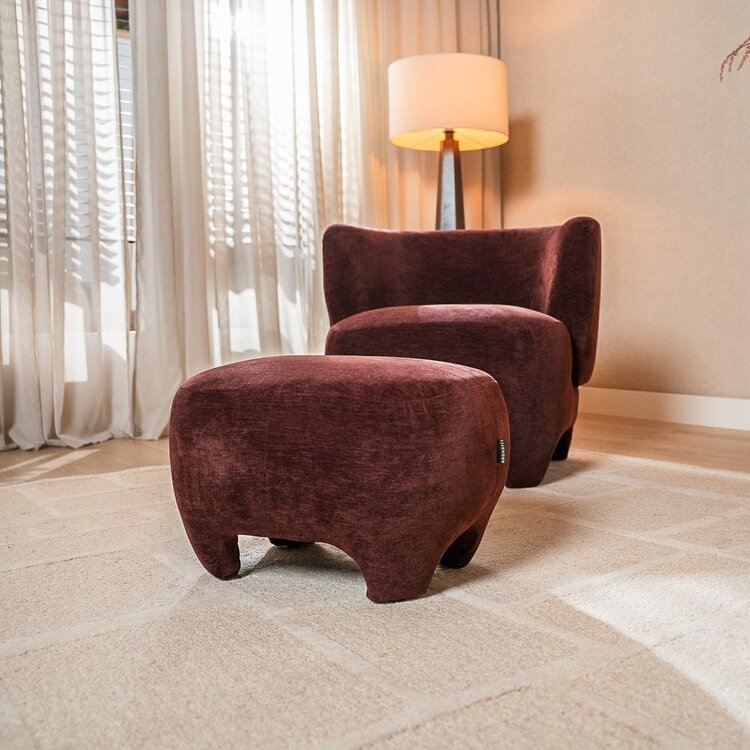 Sessel mit Hocker Emma Samt lila
