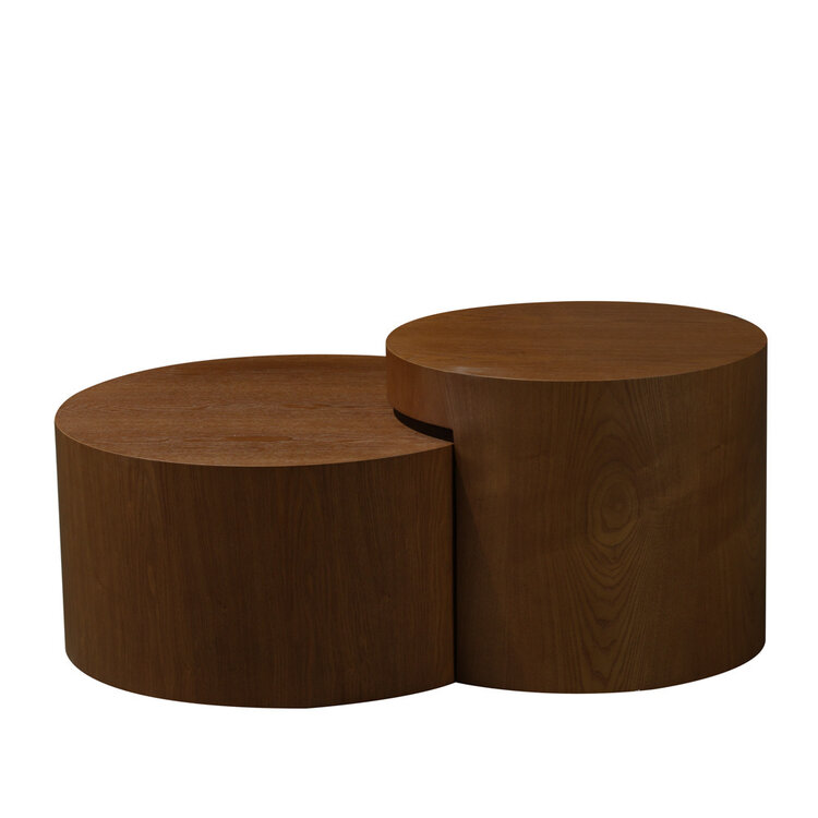 Couchtisch Set Ontario Ø55 / Ø80 cm Eiche dunkel