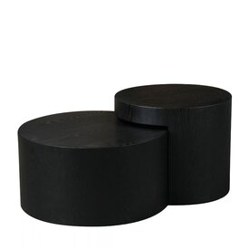 Couchtisch Set Ontario Ø55 / Ø80 cm Eiche schwarz