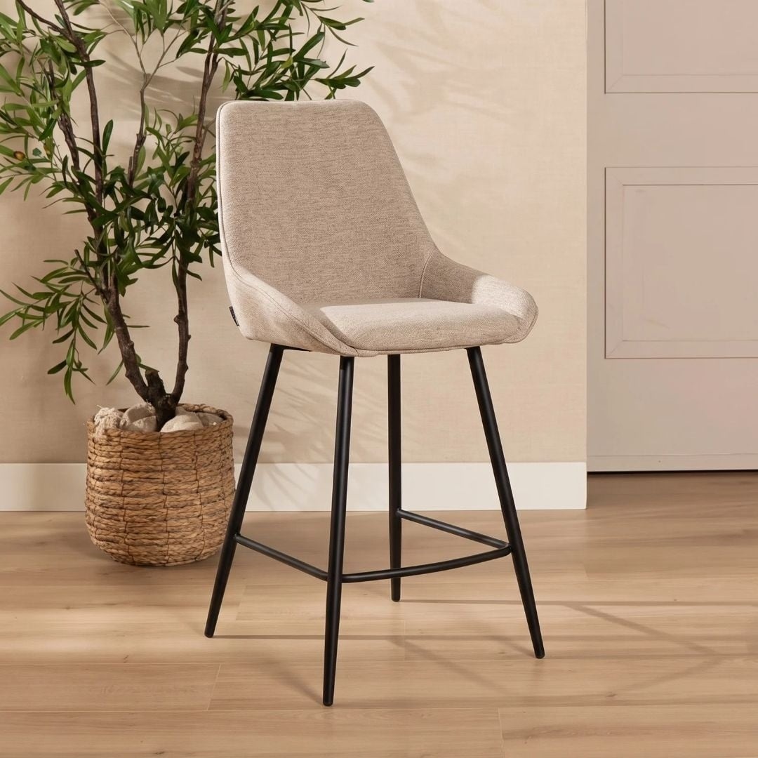 Barhocker Lynn Samt beige 71 cm