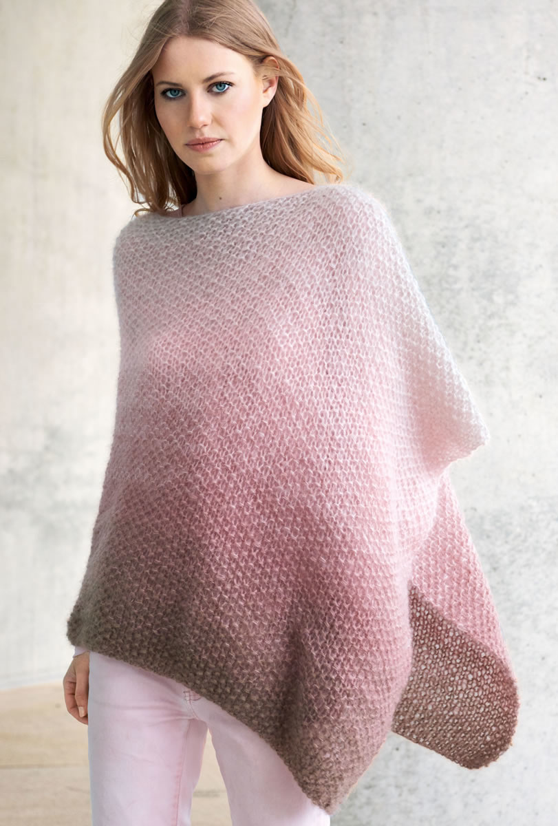 komedie Afscheid Afscheiden Poncho Silkhair - roze - Ajoure Breiboutique