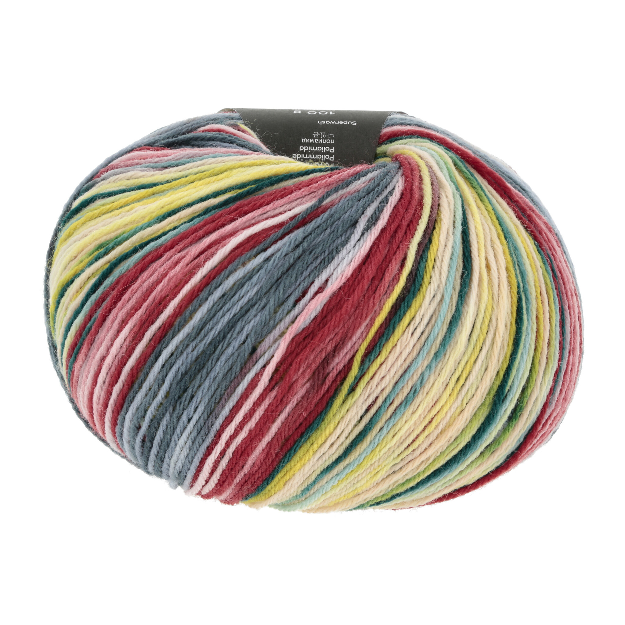 Lang Yarns Wool Addicts - Move - 004 - n grijs/rood/geel