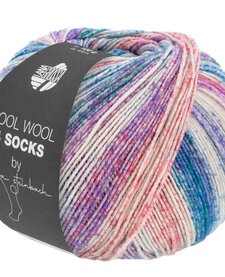 Meilenweit Cool Wool 4 socks print - 7761 - blauw/rood/paars