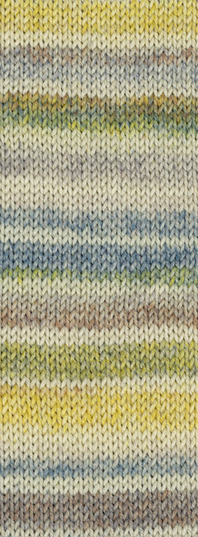 Lana Grossa Meilenweit Cool Wool 4 socks print - 7759 - geel/grijs/groen