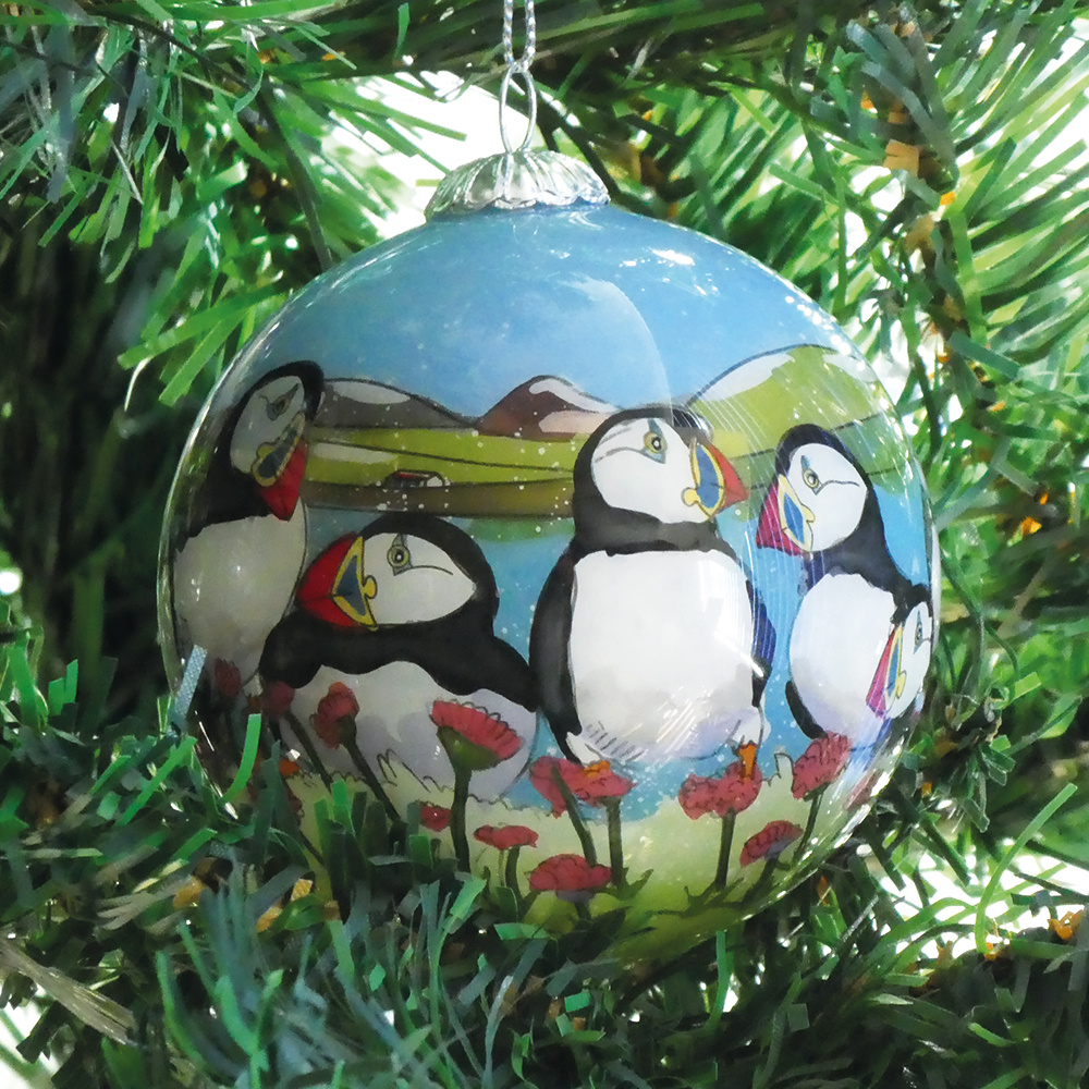 Emma Ball Kerstbal "Sea Thrift Puffins"