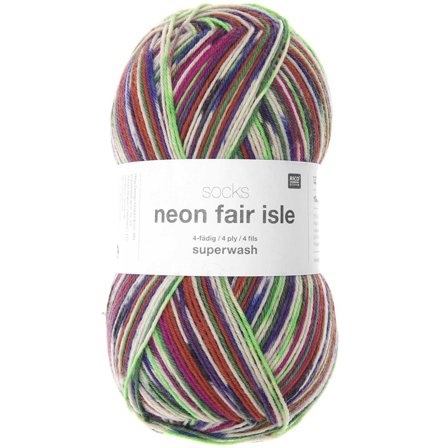 Rico design Socks Neon Fair Isle - 002 - Ethno