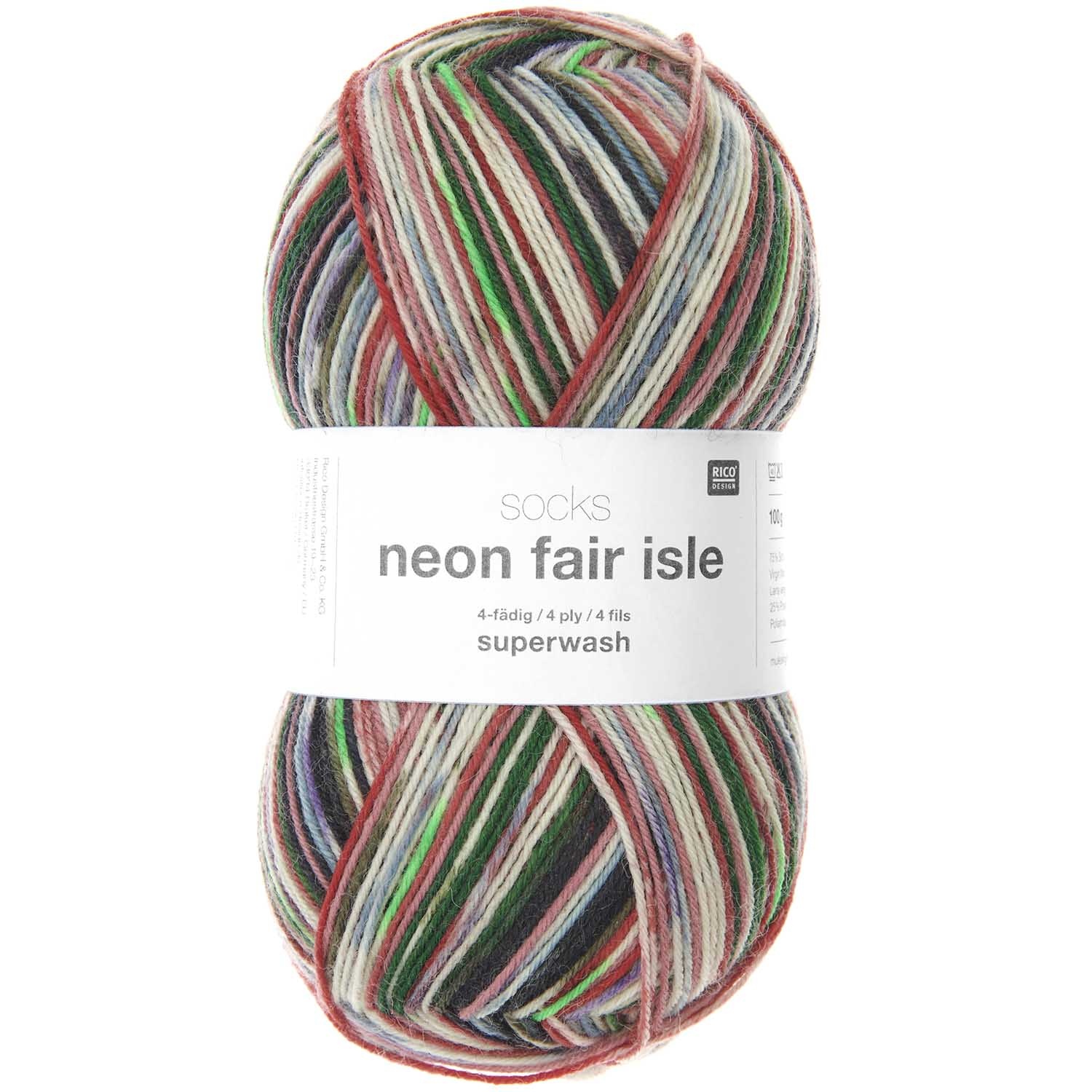 Rico design Socks Neon Fair Isle - 003 - Stylo