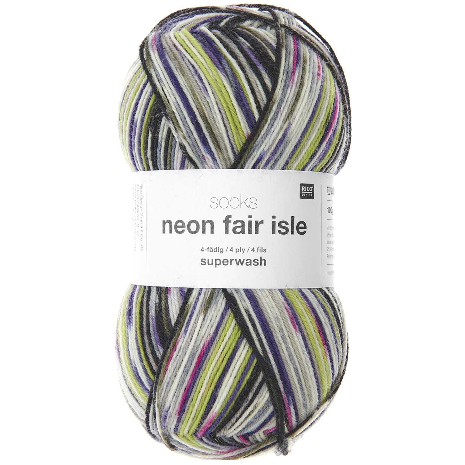 Rico design Socks Neon Fair Isle - 006 - Sailor