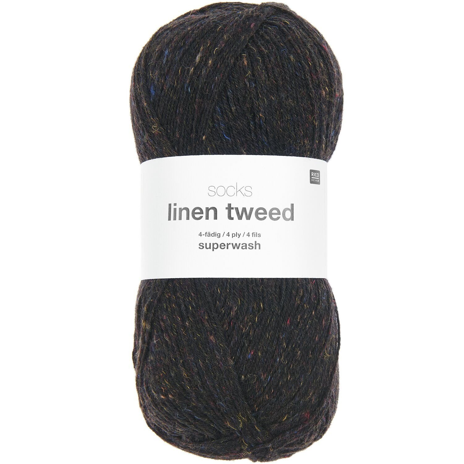Rico Rico - Socks Linen Tweed - 07 - zwart