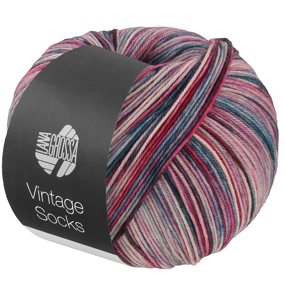 Lana Grossa Meilenweit Vintage socks - 1051 - grijs/rood