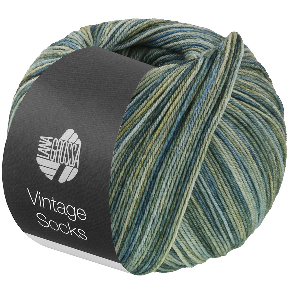 Lana Grossa Meilenweit Vintage socks - 1052 - grijs/groenblauw