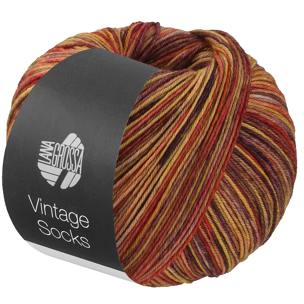 Lana Grossa Meilenweit Vintage socks - 1053 - bruin/rood