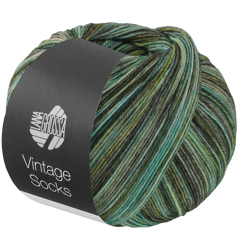 Lana Grossa Meilenweit Vintage socks -1057 - groen/grijs