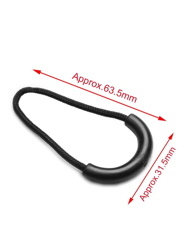 Create  Zipper puller zwart rond - 3 stuks