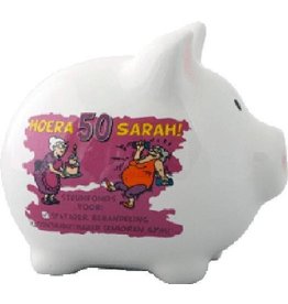 merkloos Savings pig Sarah - lady 50 years