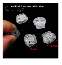 Allesvoordeliger Cord lock 2 gat doorzichtig klein  -  kunststof doorzichtig 3 stuks - klein model  (T 13)