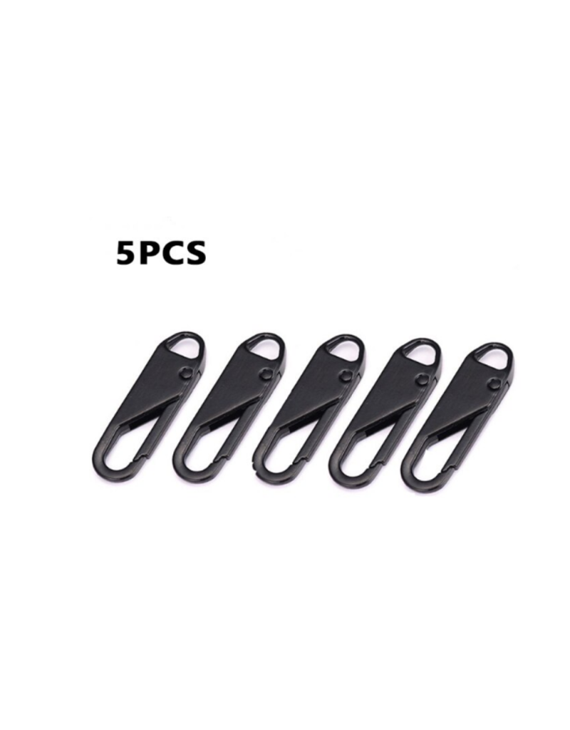 Create  Zipper puller metaal zwart - 5 stuks