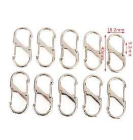 Allesvoordeliger carabiner S model stainless steel 40 mm per 3 pieces