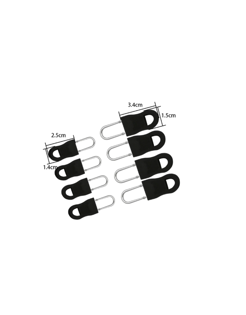 Create  Zipper puller kunststof metaal - 8 stuks